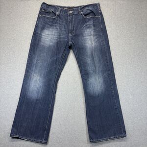 Helix Relaxed Bootcut Jeans Men’s 38x30 Blue Embroidered Pockets Y2K